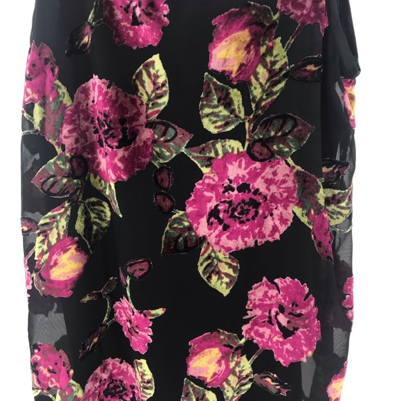 Mi Ami Mini Sundress Black Pink Velveteen Flowers Strappy lined #A9 - Picture 3 of 9